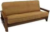 Blazing Needles Solid Microsuede Double Corded 8″ to 9″ Futon Cover, Full, Red Wine