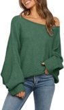 Mafulus Women’s Oversized Crewneck Sweater Batwing Puff Long Sleeve Cable Slouchy Pullover Jumper Tops