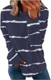 JUSLIO Trendy Fall Tops For Women Striped Pullover Sweatshirt Long Sleeve Oversized Shirts to Wear with Leggings